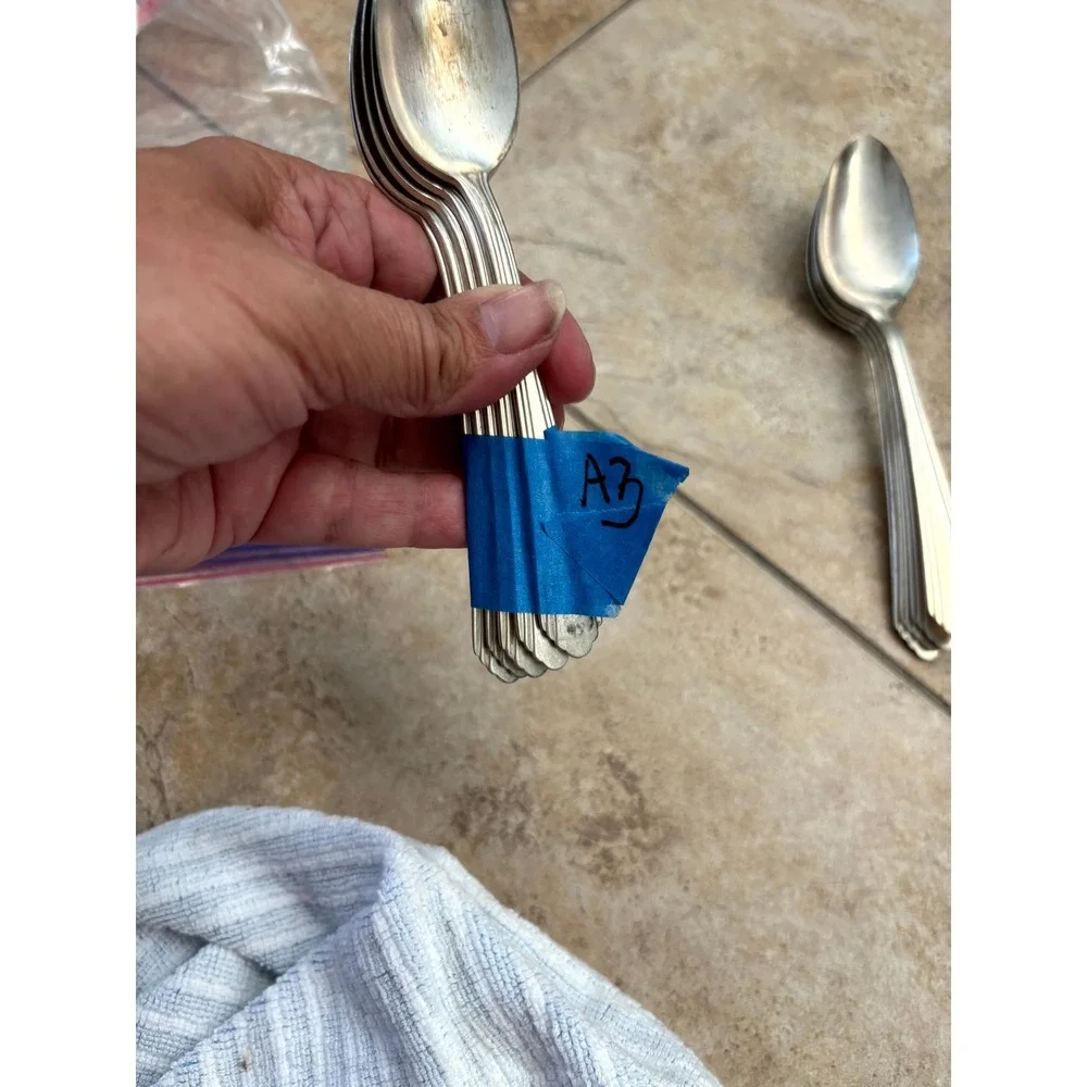 Vintage Fashion Silver Plate Teaspoons Set of 5 Art Deco Tapered Handle Flatware